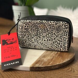NWT! NEW! Coach Mickey Mouse x Keith Harring Pouch Limited Edition Cosmetic Bag